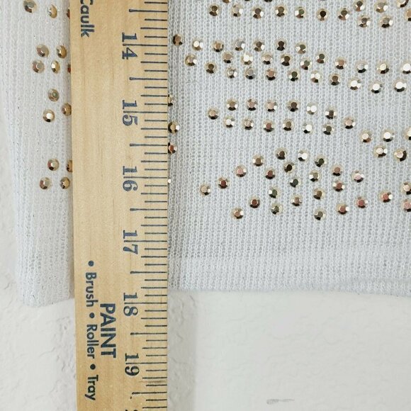 Almost Famous Cropped Sleeveless Sweater Knit Gold Rhinestone Studded Sz Med - Picture 6 of 10